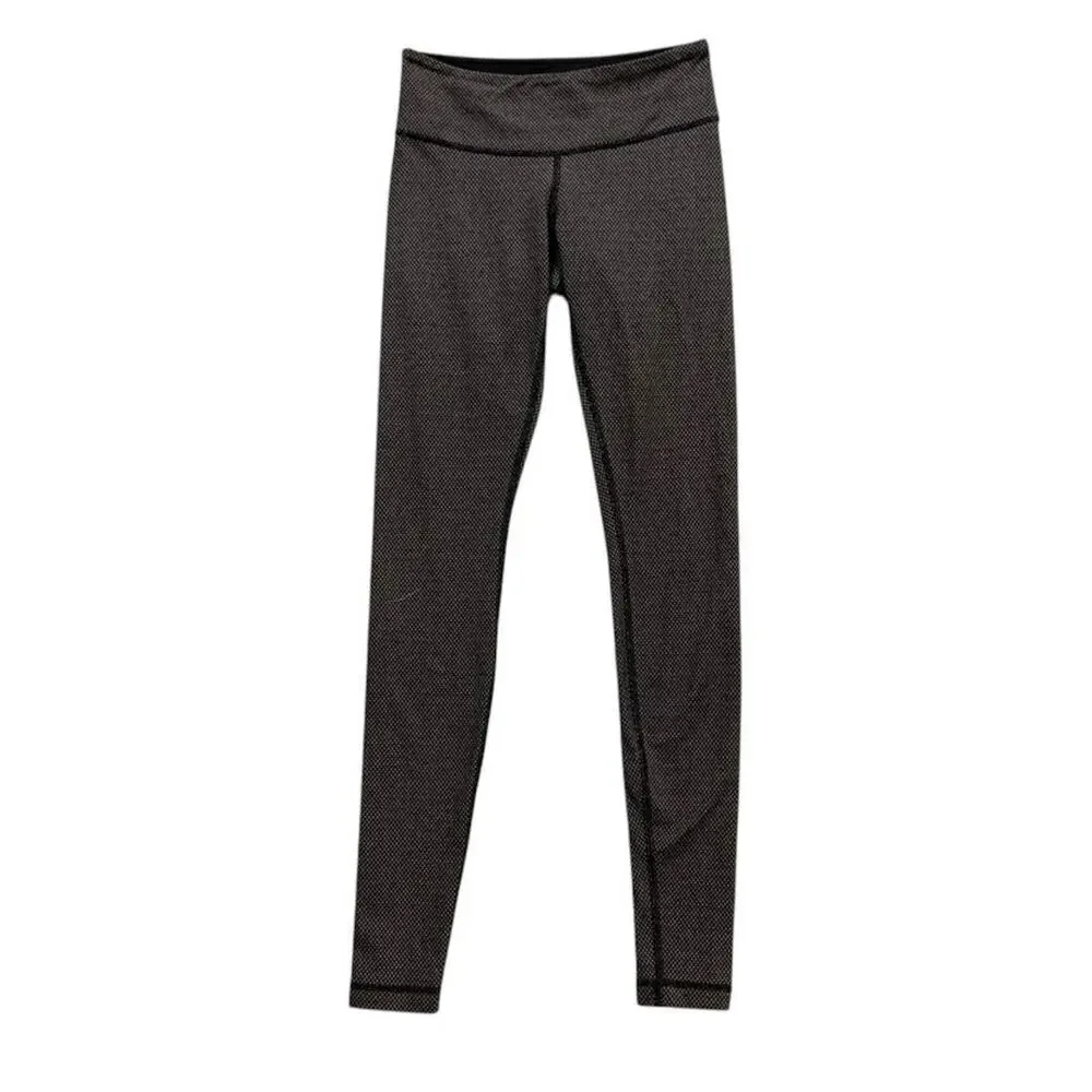 Lululemon Leggings Womens 4 Black White Wunder Under Printed Crop Workout Yoga